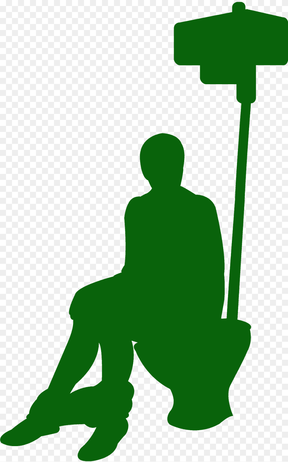 Man On Toilet Silhouette, Green, Person, Cleaning, Sitting Png