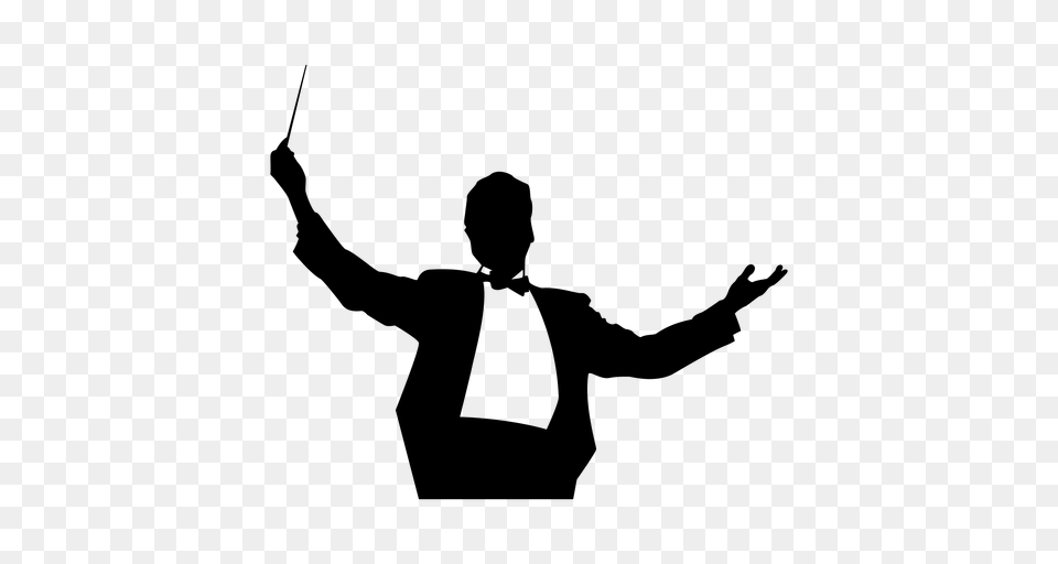 Man Orchestra Conductor Silhouette, Gray Free Png Download
