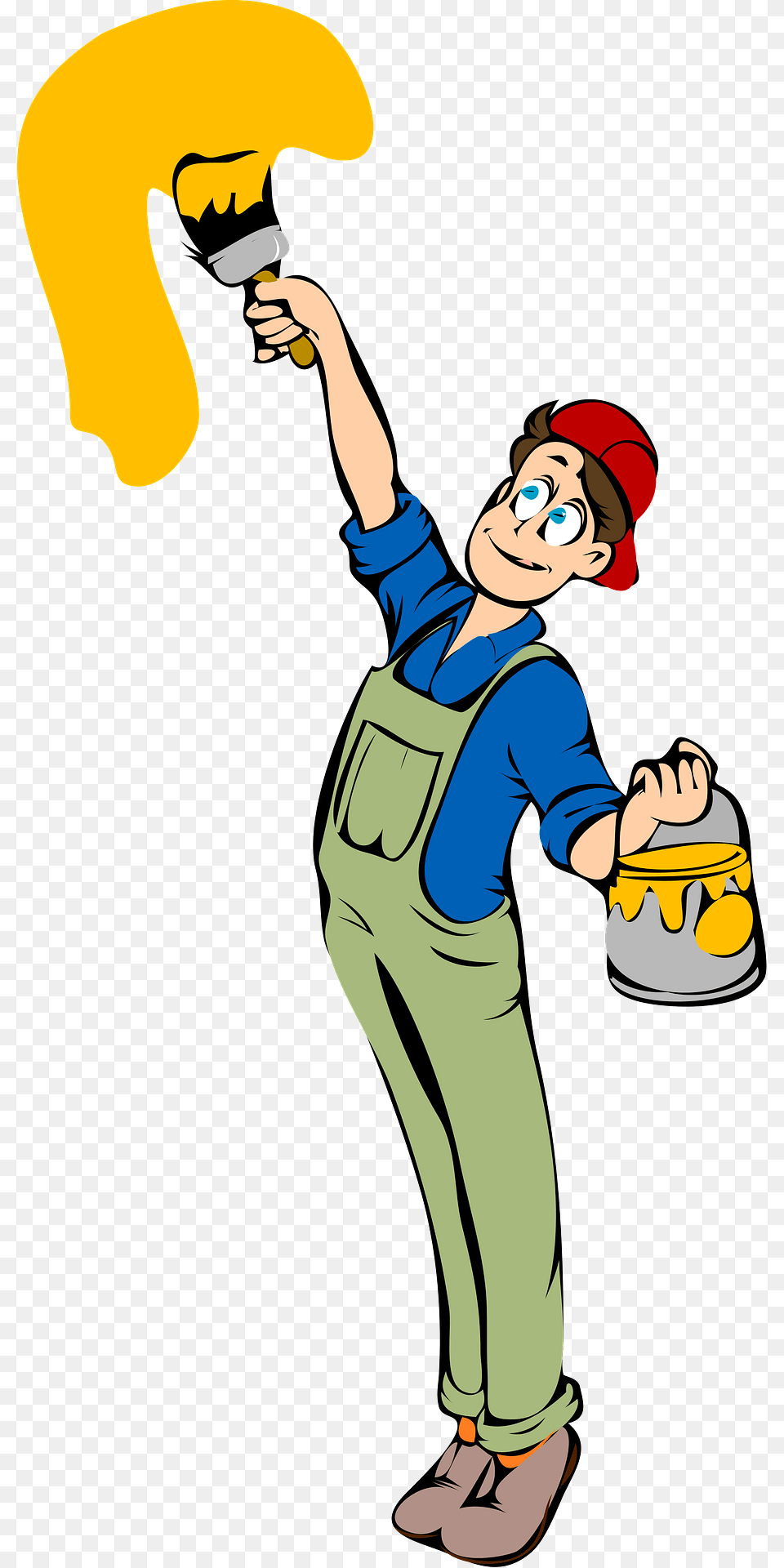 Man Painting Out Of A Bucket Clipart, Cartoon, Person, Face, Head Png