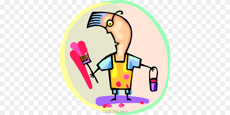 Man Painting Royalty Vector Clip Art Illustration, Cutlery, Cleaning, Person, Baby Free Png Download