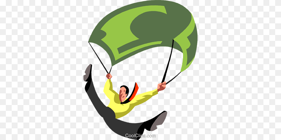 Man Parachuting With A Dollar Bill Royalty Vector Clip Art, Parachute, Face, Head, Person Free Png Download