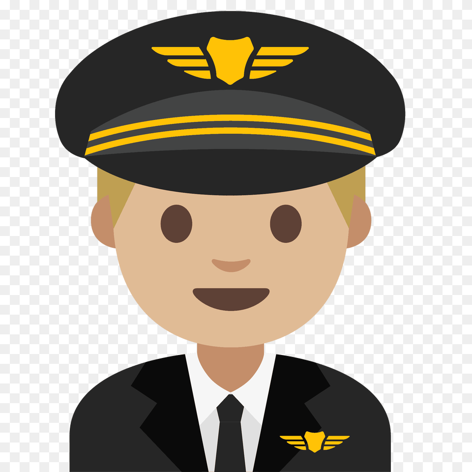 Man Pilot Emoji Clipart, Person, Officer, Captain, Male Free Png