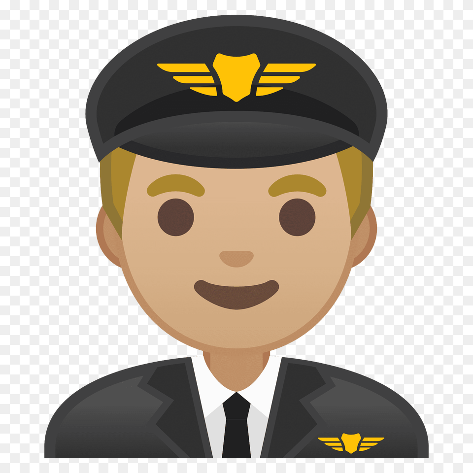 Man Pilot Emoji Clipart, Person, Officer, Hat, Clothing Png Image