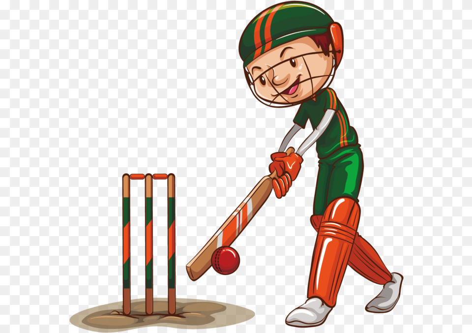 Man Playing Cricket Transparent Cartoons Boy Playing Cricket Clipart, People, Person, Child, Male Free Png Download