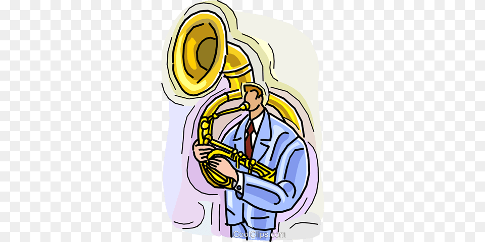 Man Playing Tuba Royalty Free Vector Clip Art Illustration, Musical Instrument, Adult, Male, Person Png