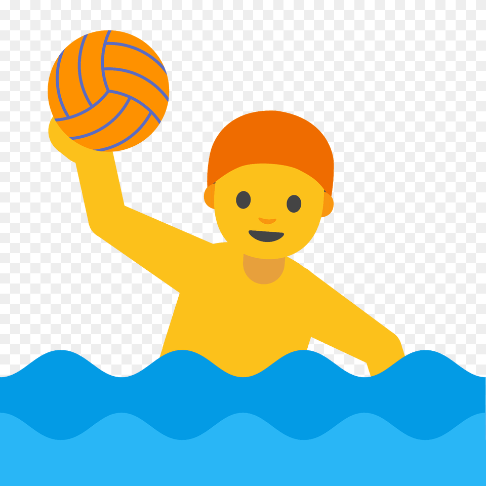 Man Playing Water Polo Emoji Clipart, Cap, Clothing, Hat, Volleyball (ball) Free Png Download