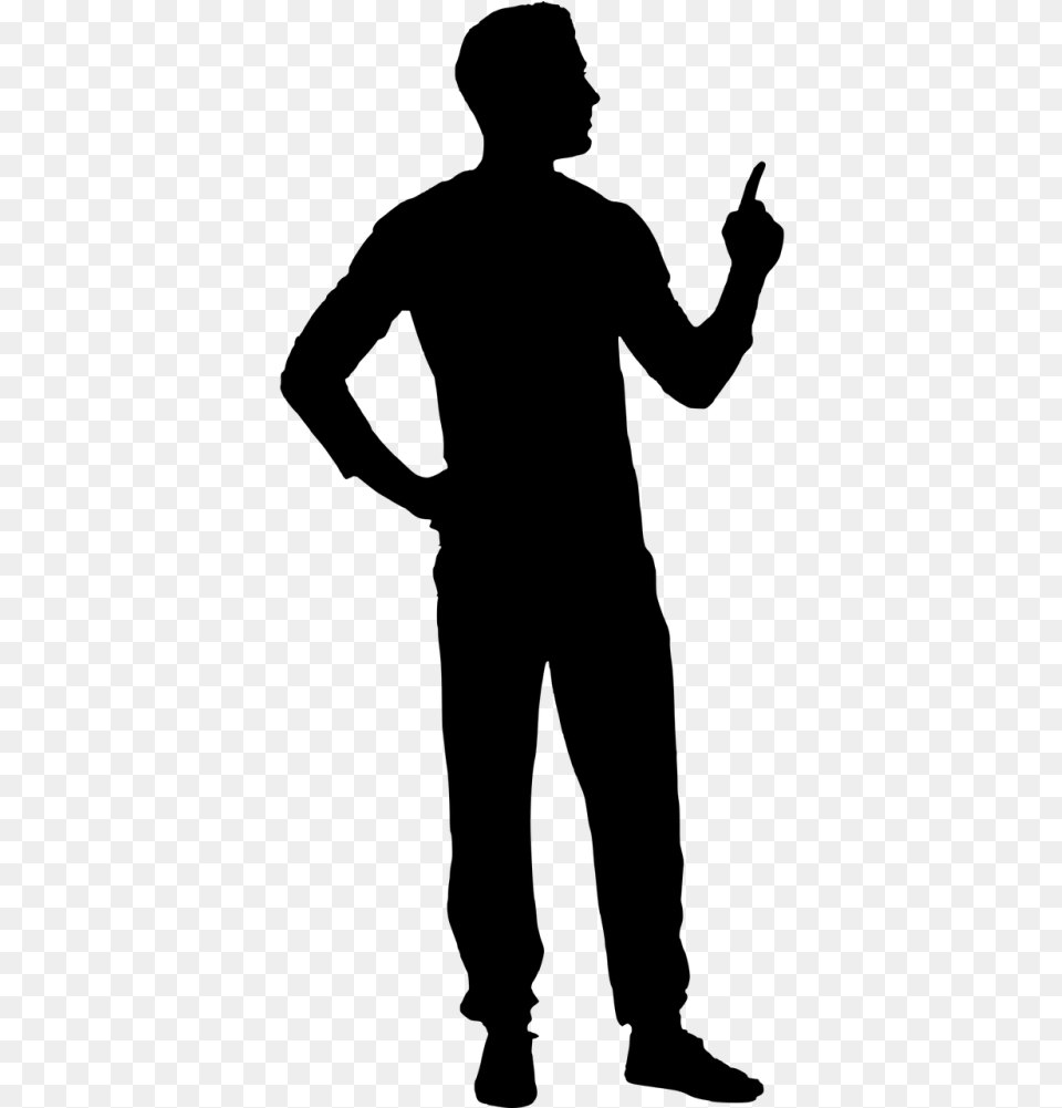 Man Pointing Black Silhouette, Gray Png Image