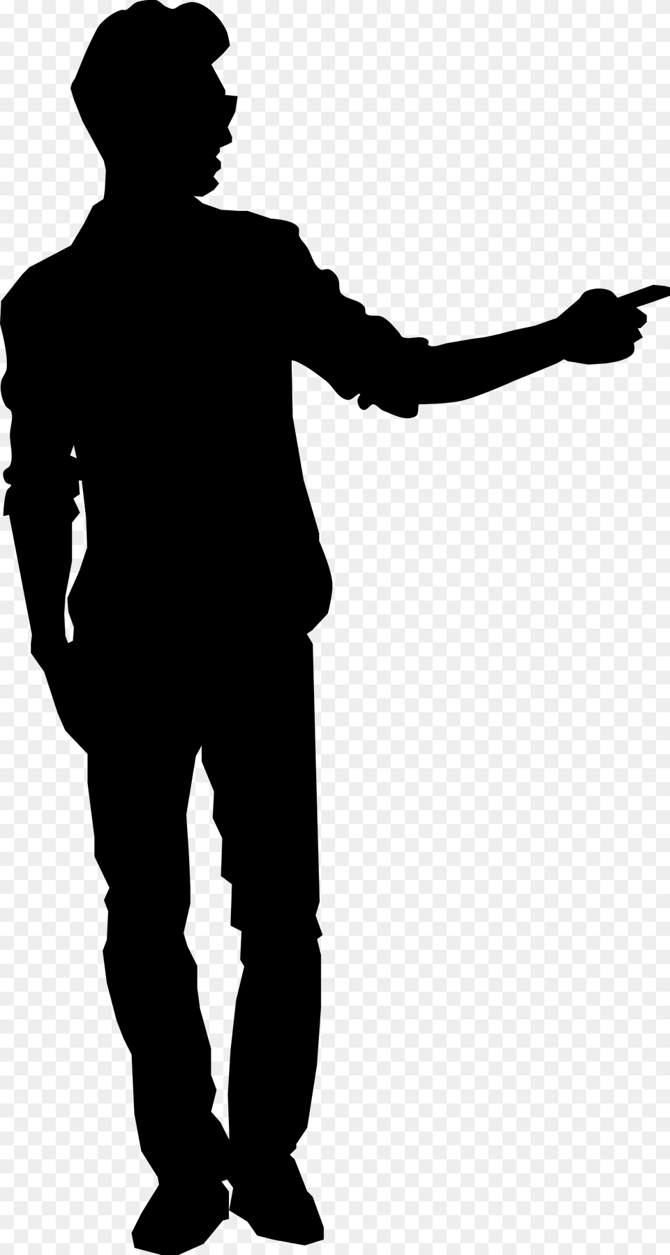 Man Pointing Silhouette, Gray Free Png