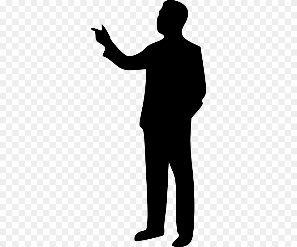 Man Pointing Silhouette Clipart, Gray Free Png Download