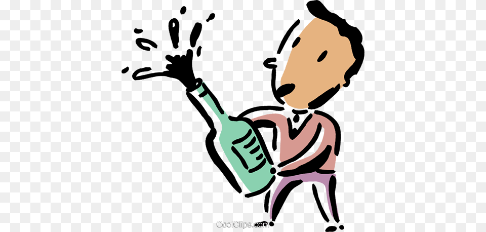 Man Popping The Cork On A Champagne Bottl Royalty Vector Clip, Baby, Cleaning, Person Free Transparent Png