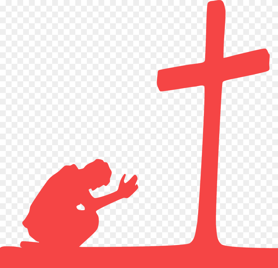 Man Praying, Kneeling, Person, Cross, Symbol Free Png