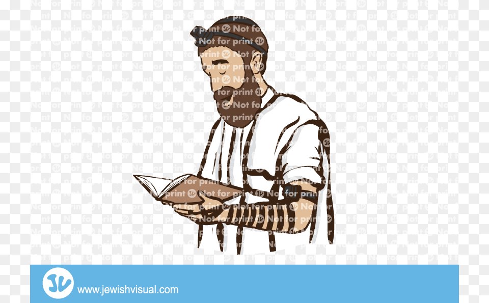 Man Praying With Tallit And Tefillin, Reading, Person, People, Adult Png