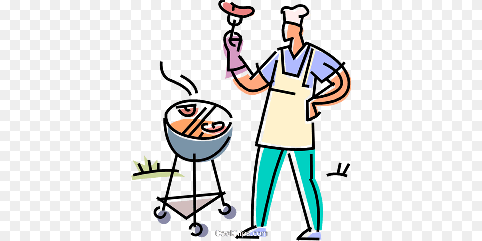Man Preparing Food On The Barbecue Royalty Vector Clip Art, Bbq, Cooking, Grilling, Cleaning Free Png