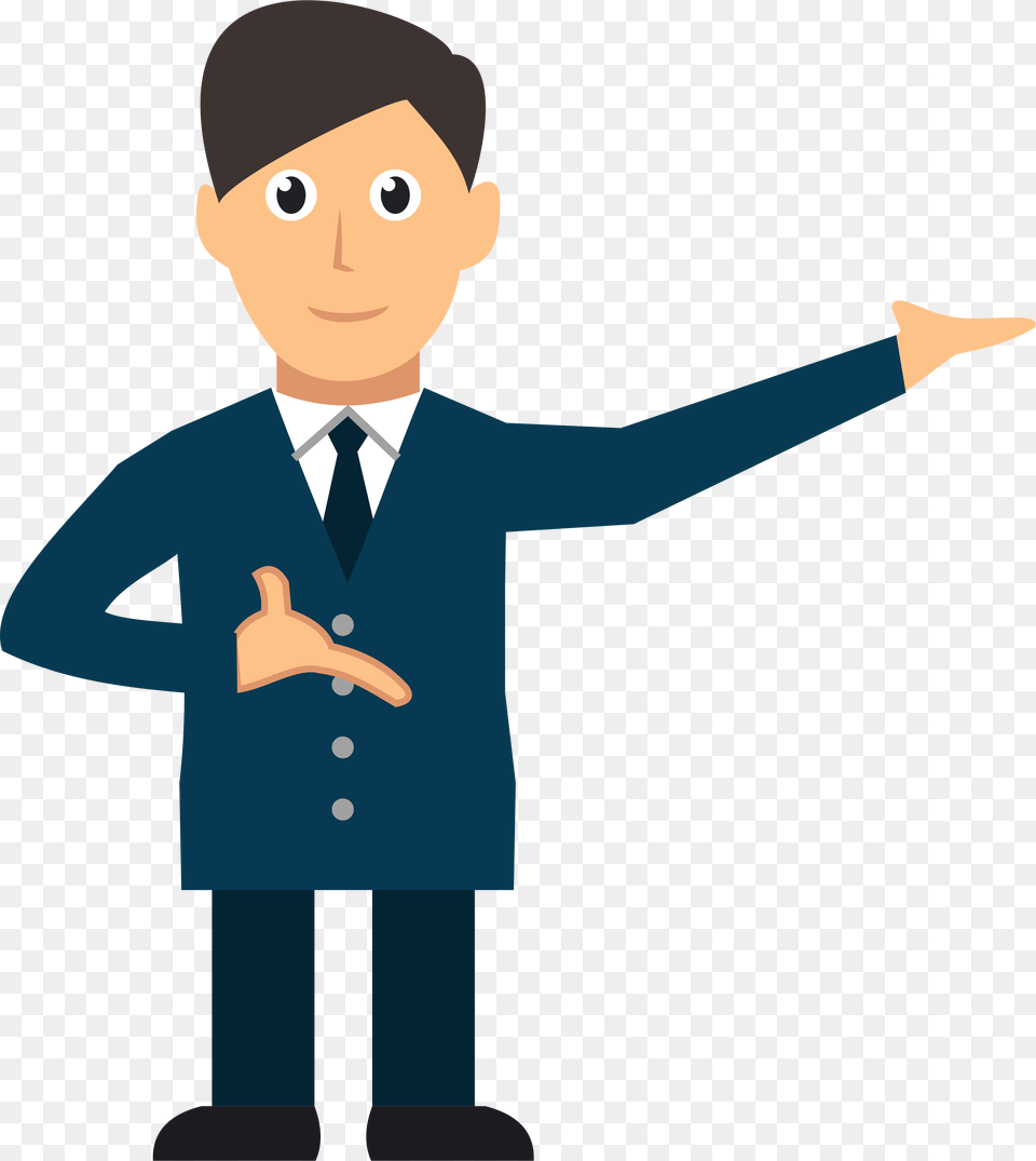 Man Presenter Cartoon, Formal Wear, Accessories, Sleeve, Person Png Image