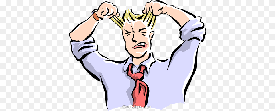 Man Pulling His Hair Out Royalty Vector Clip Art Illustration, Accessories, Formal Wear, Tie, Person Free Png Download