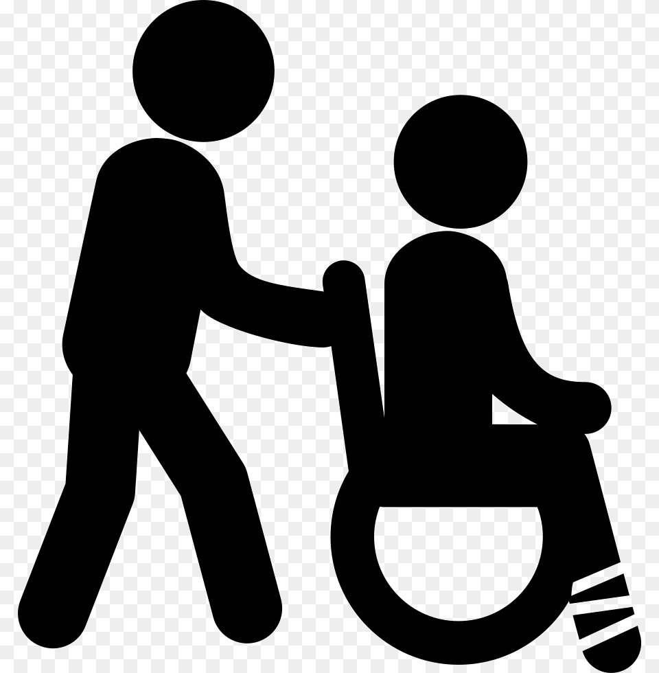 Man Pushing A Wheels Chair With Person Sitting On It Care Of The Elderly, Silhouette, Stencil, Body Part, Hand Free Transparent Png