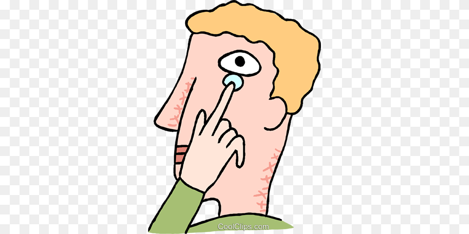 Man Putting In A Contact Lens Royalty Free Vector Clip Art, Body Part, Face, Head, Neck Png