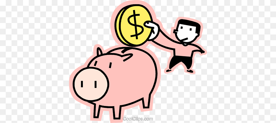 Man Putting Money In His Piggy Bank Royalty Vector Clip Art, Piggy Bank, Dynamite, Weapon Free Transparent Png