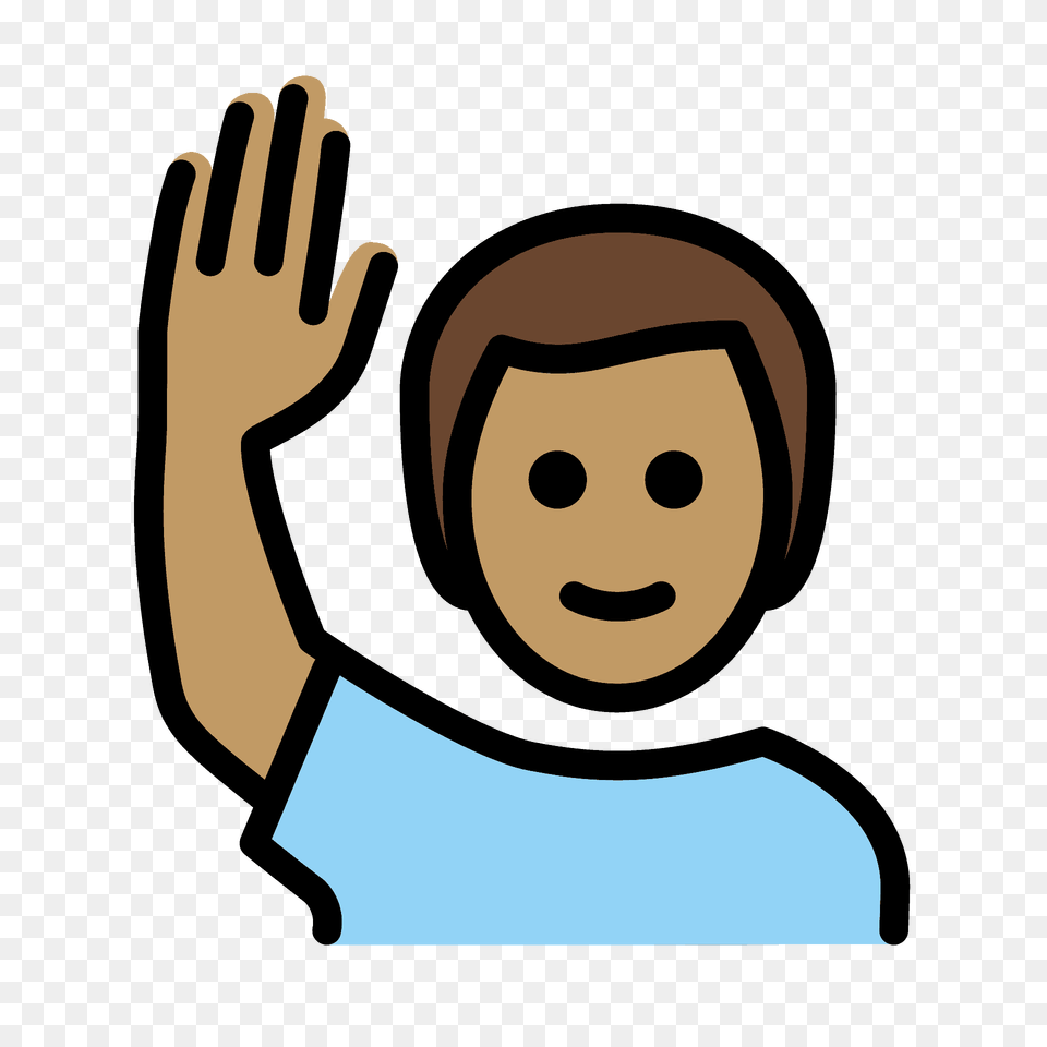 Man Raising Hand Emoji Clipart, Face, Head, People, Person Free Png Download