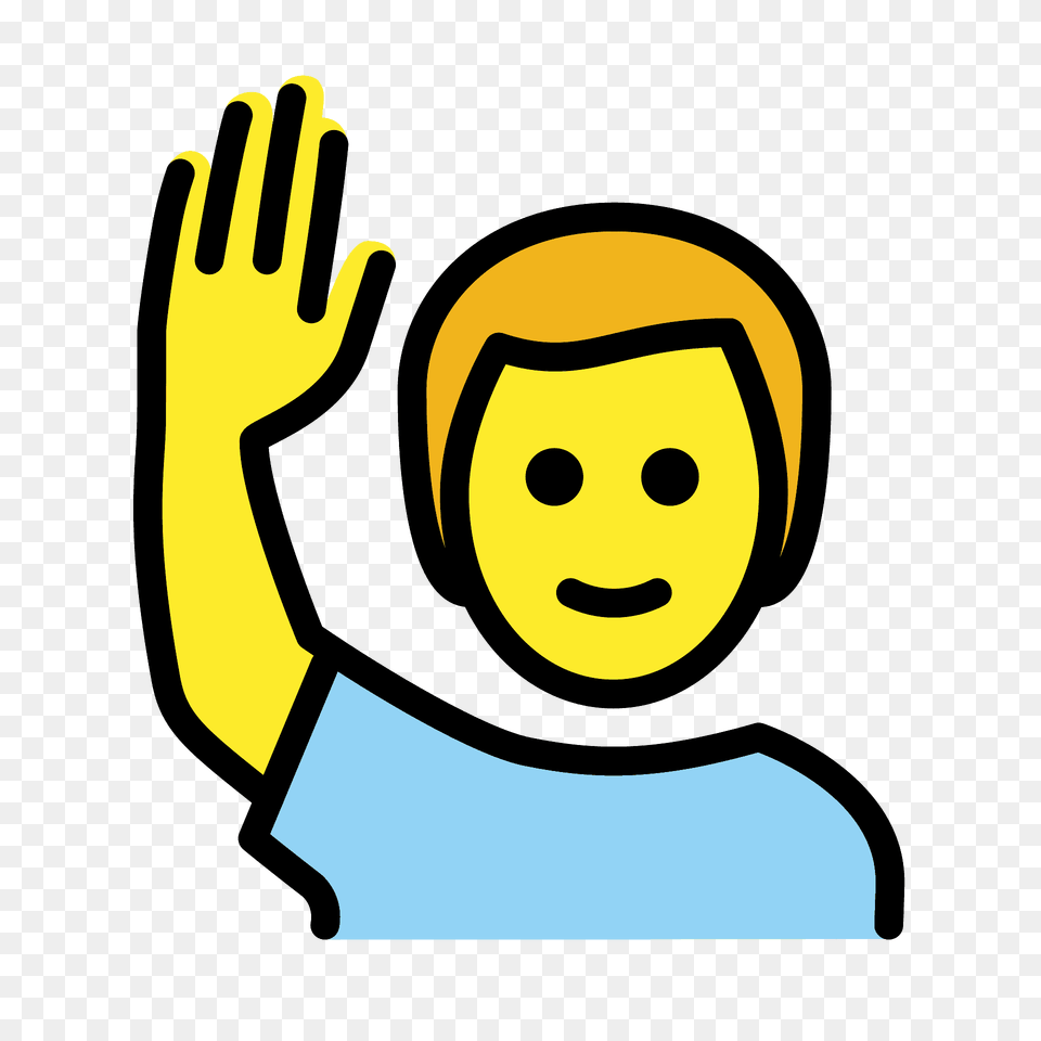 Man Raising Hand Emoji Clipart, People, Person, Face, Head Png Image