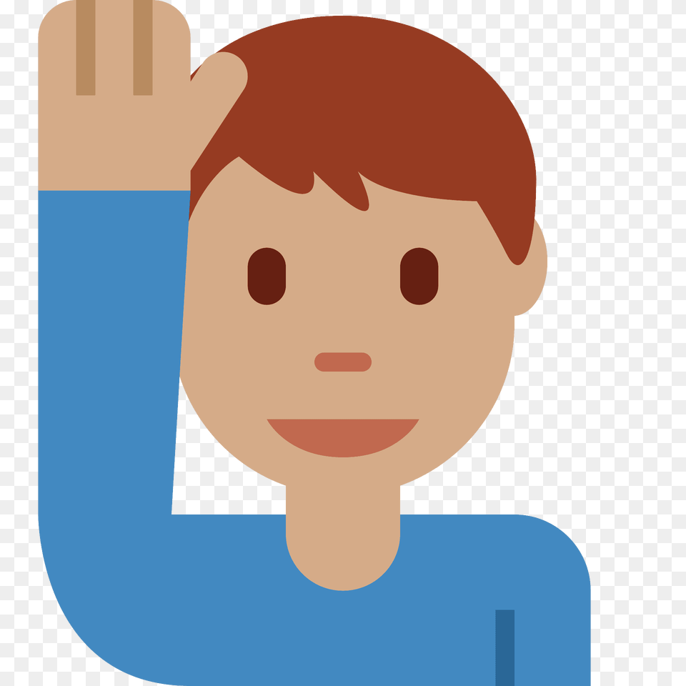 Man Raising Hand Emoji Clipart, Face, Head, Person, Baby Free Png
