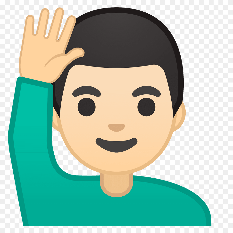 Man Raising Hand Emoji Clipart, Face, Head, Person, Photography Png Image