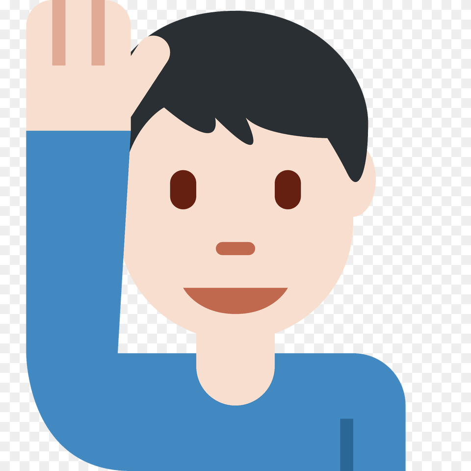 Man Raising Hand Emoji Clipart, Face, Head, Person, Baby Png