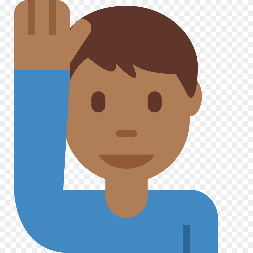Man Raising Hand Emoji Clipart, Face, Head, Person, Photography Free Png Download