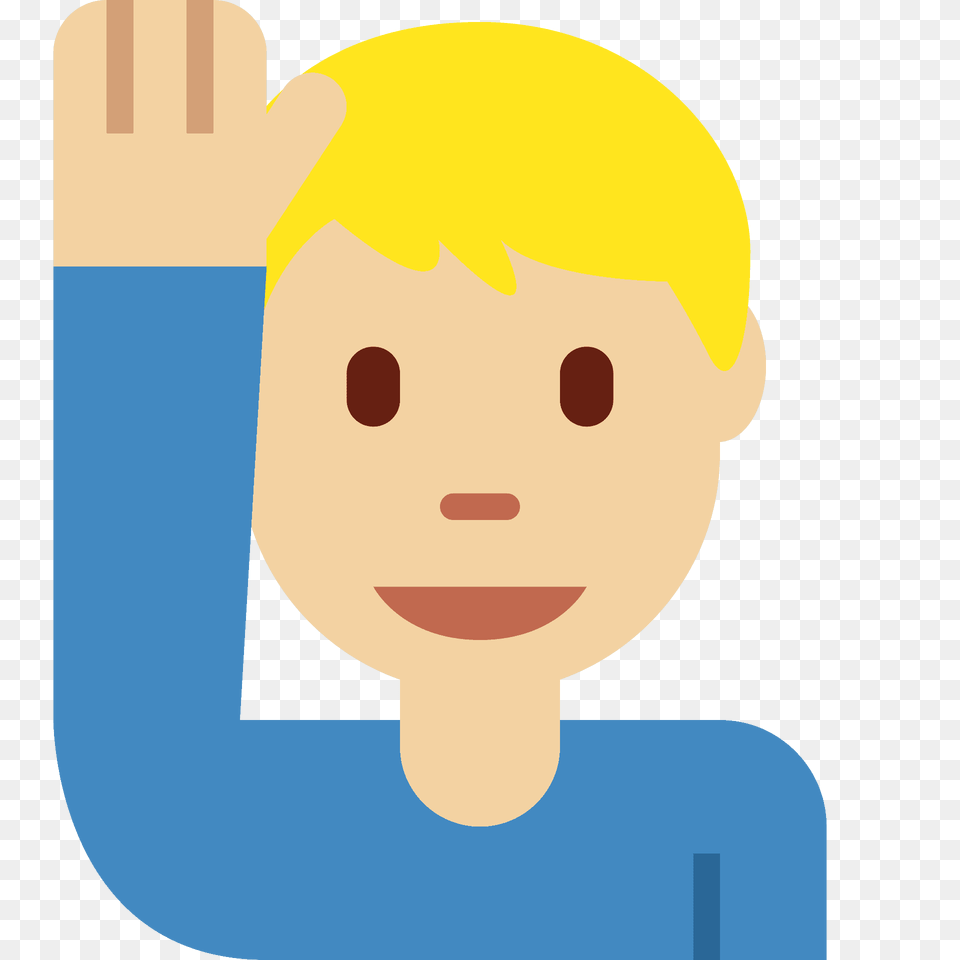 Man Raising Hand Emoji Clipart, Face, Head, Person, Baby Free Png Download