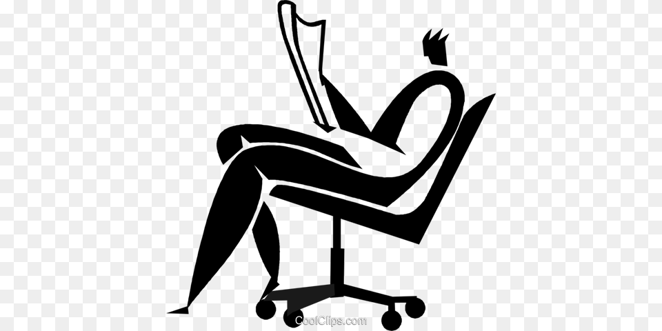 Man Reading A Newspaper In A Chair Royalty Free Vector Clip Art, Furniture, Bow, Weapon Png