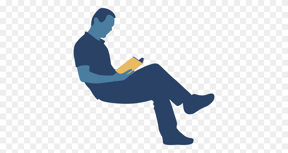 Man Reading Book Silhouette, Person, Sitting, Adult, Male Png Image