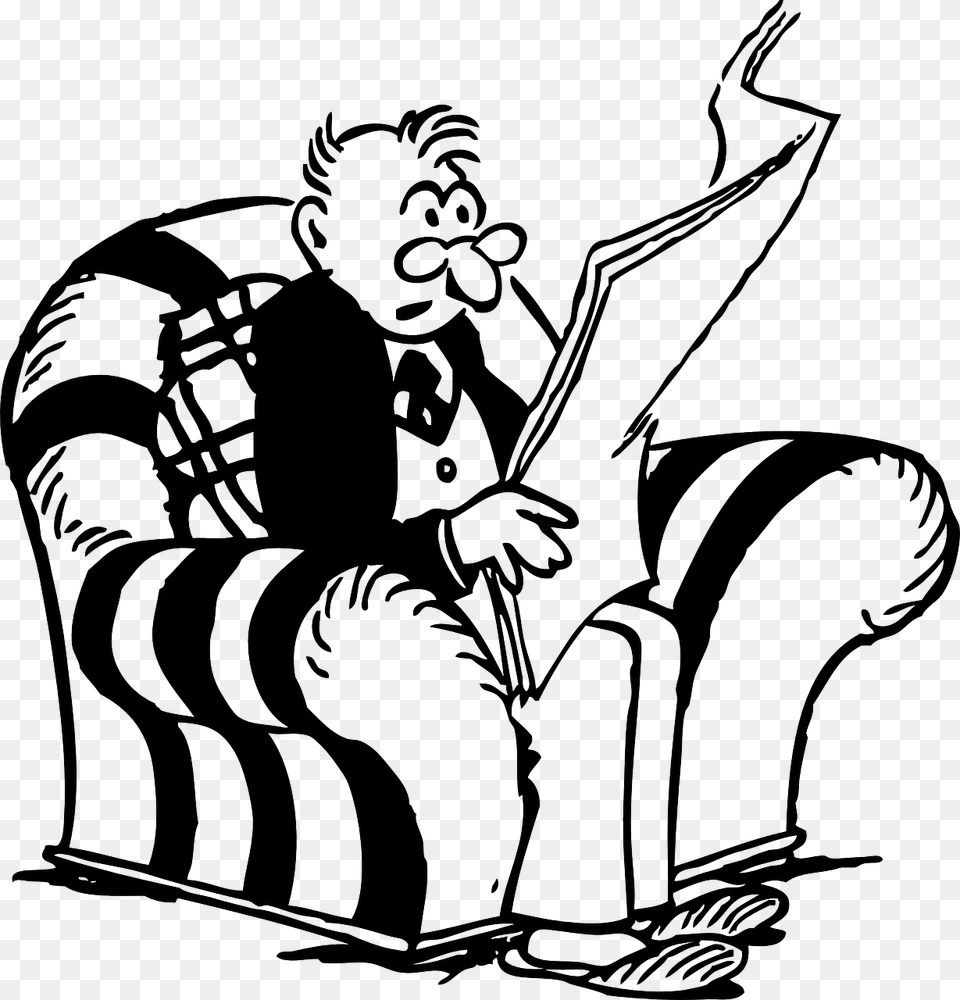 Man Reading Newspaper Clip Arts Old Man Reading Newspaper Cartoon, Stencil, Furniture, Baby, Person Free Transparent Png