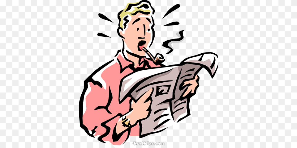 Man Reading Newspaper Royalty Free Vector Clip Art Illustration, Baby, Person, Face, Head Png