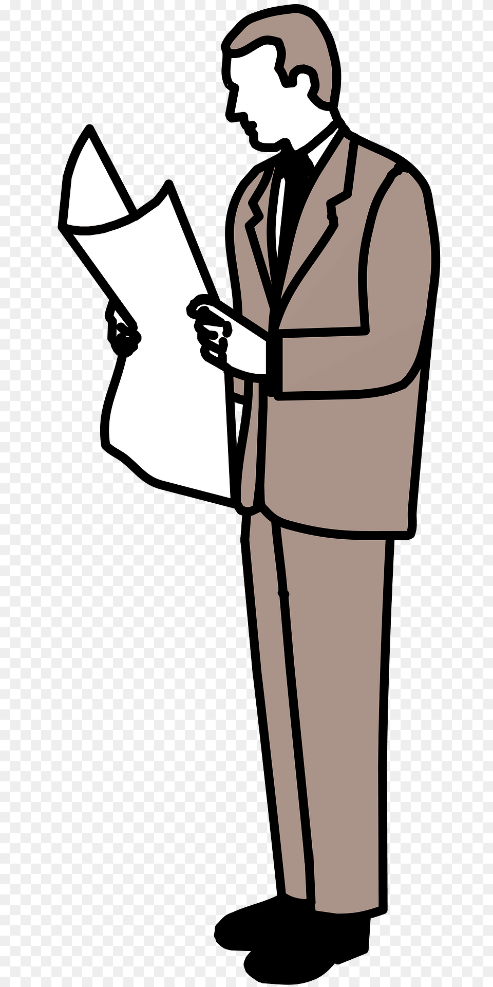 Man Reading Paper Clipart, Person, Suit, Clothing, Face Free Png