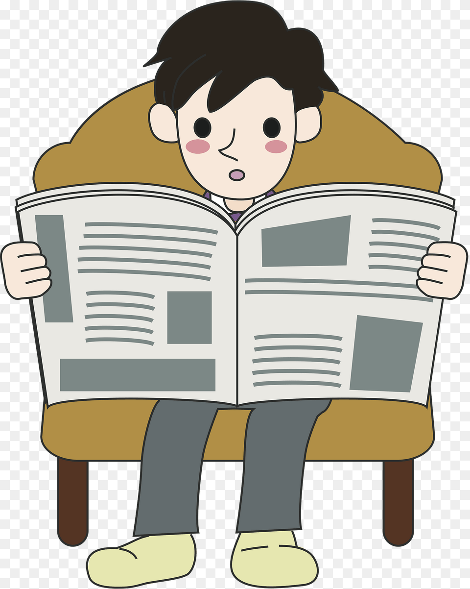 Man Reading The Newspaper Clipart, Person, Book, Publication, Face Free Png Download