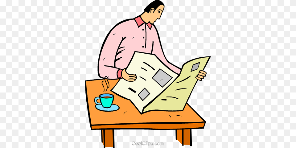 Man Reading The Newspaper Royalty Vector Clip Art, Person, Adult, Male, Publication Free Transparent Png