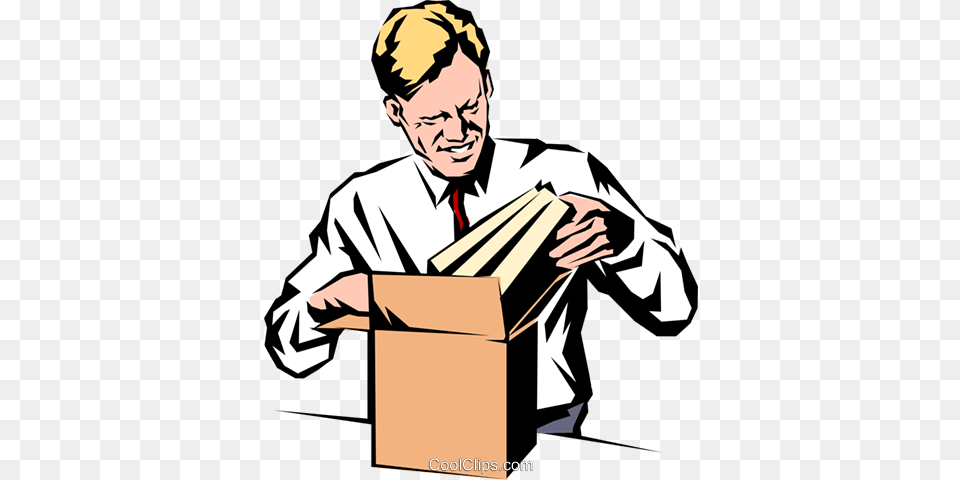 Man Receiving Books Royalty Vector Clip Art Illustration, Box, Adult, Male, Person Free Png