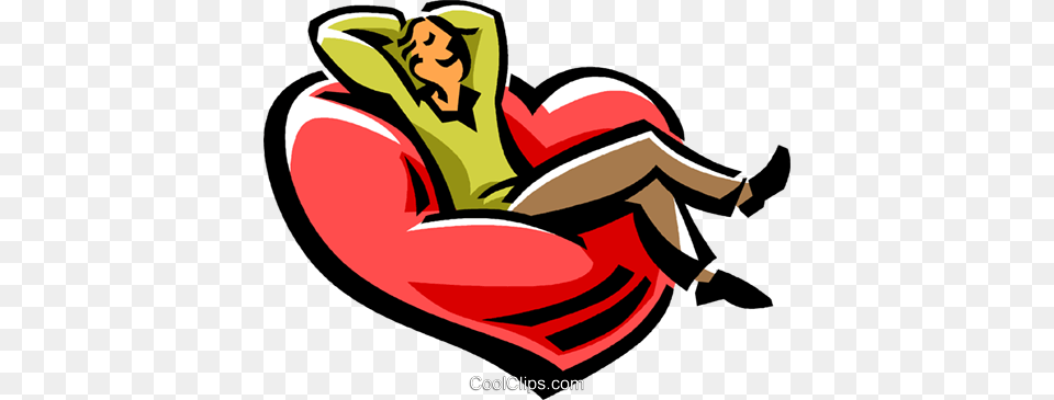 Man Relaxing In A Heart Shaped Chair Royalty Vector Clip Art, Water, Furniture, Baby, Person Free Png Download