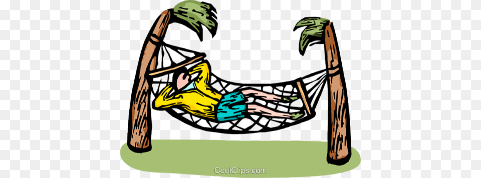 Man Relaxing On A Hammock Royalty Vector Clip Art, Furniture, Person, Smoke Pipe Free Png Download