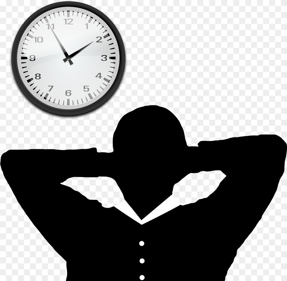 Man Relaxing Silhouette, Analog Clock, Clock Free Png Download