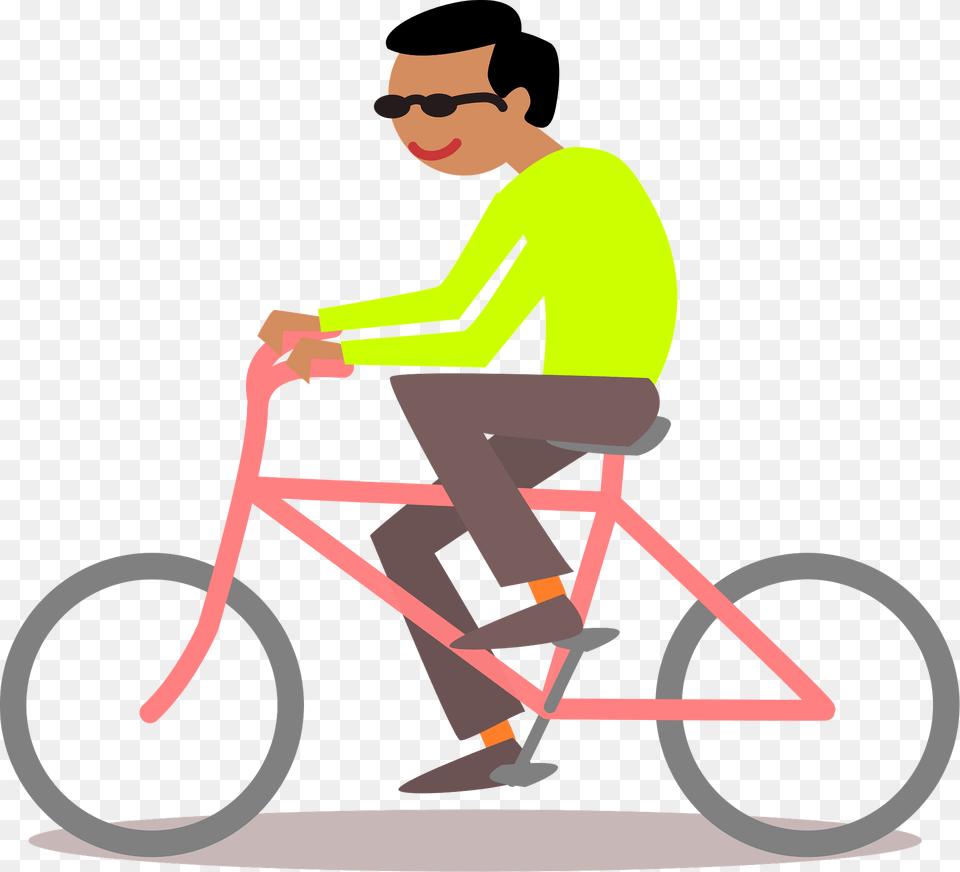 Man Riding A Pink Bicycle Clipart, Person, Vehicle, Transportation, Face Free Png Download