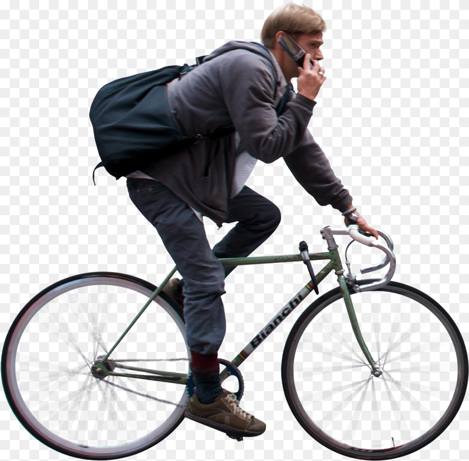 Man Riding Bicycle And Using Phone People Bike Velo Orange Piolet, Spoke, Machine, Adult, Vehicle Free Png