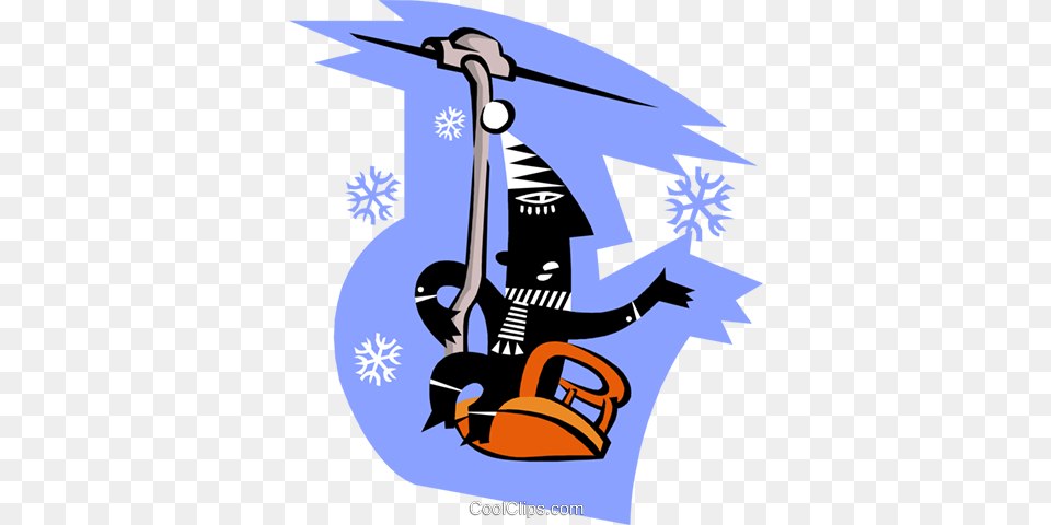 Man Riding Ski Lift Royalty Vector Clip Art Illustration, Device, Graphics, Animal, Fish Free Png