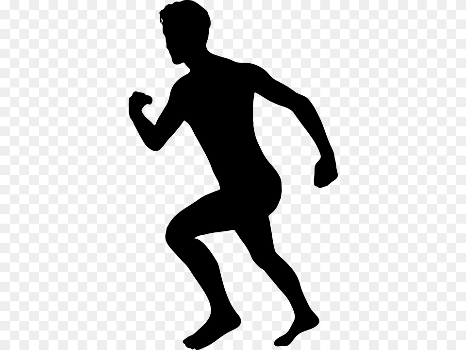 Man Running Clip Art, Gray Png