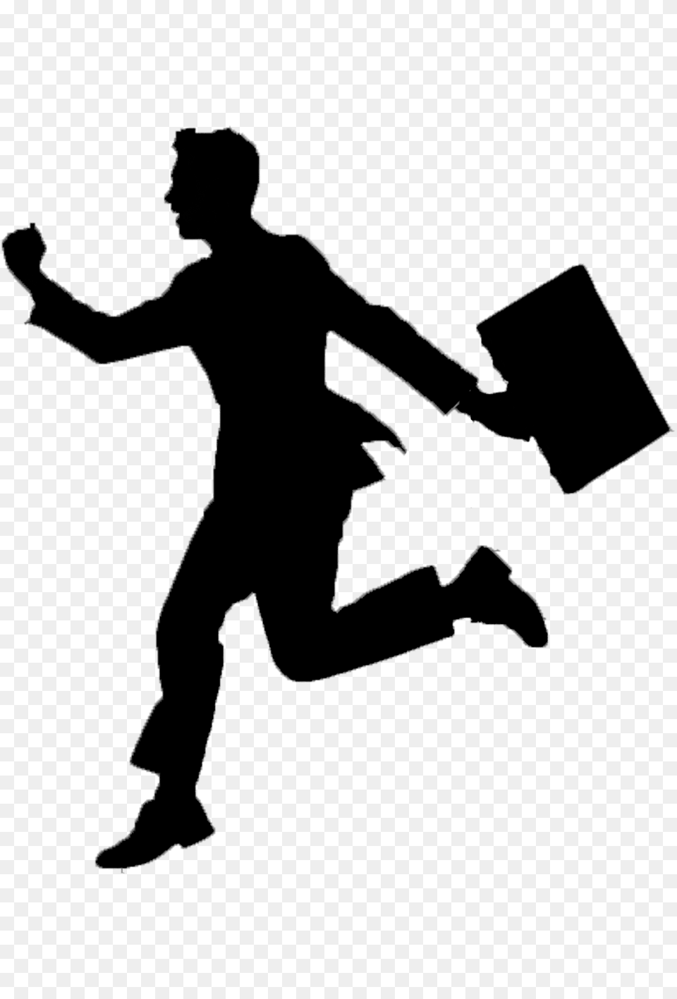Man Running Office Silhouette Download, Gray Png