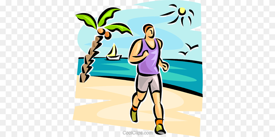 Man Running On The Beach Royalty Vector Clip Art Illustration, Clothing, Shorts, Person, Walking Free Png Download