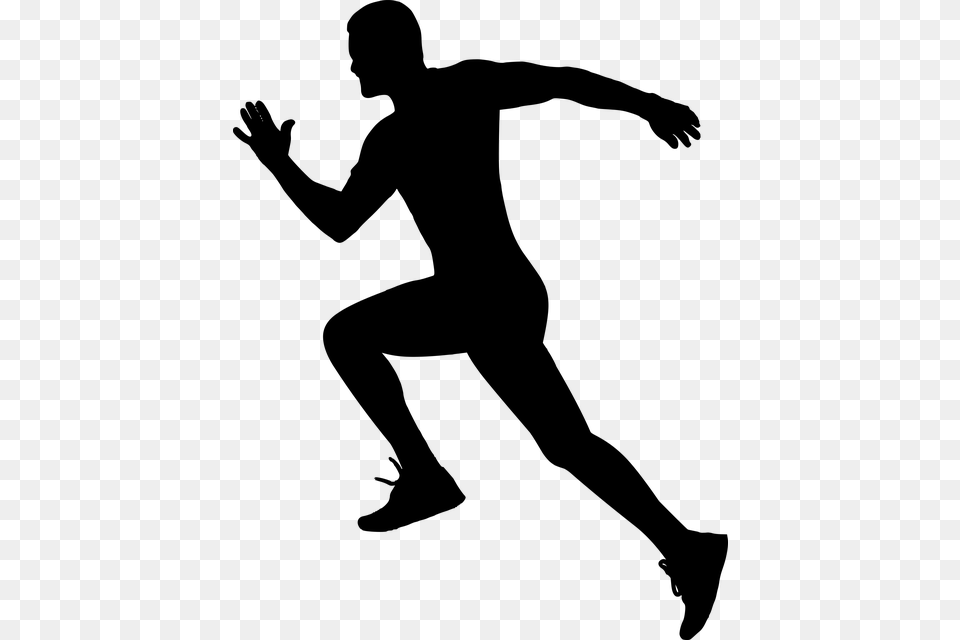 Man Running Silhouette Clipart, Gray Free Png Download