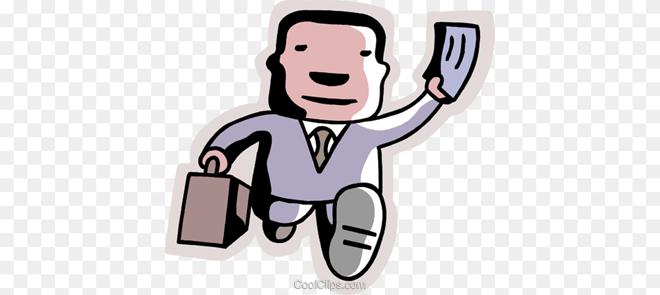 Man Running With Briefcase And Ticket Royalty Homem De Maleta, Bag, Baby, Face, Head Free Png Download