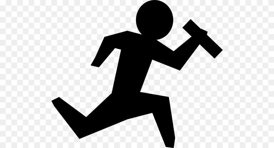 Man Running With Object Svg Clip Arts Stick Figure Running, Silhouette Free Png