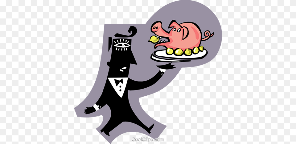 Man Serving A Pig Royalty Vector Clip Art Illustration, Sticker, Baby, Person Free Png Download